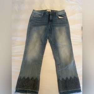 Driftwood stretch cropped embroidered jeans